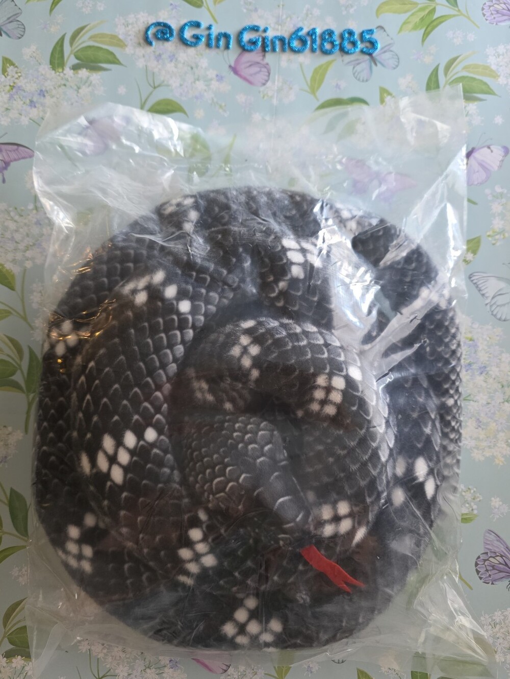 NIP Black & White Reptile Plush Snake - Realistic Coiled Toy